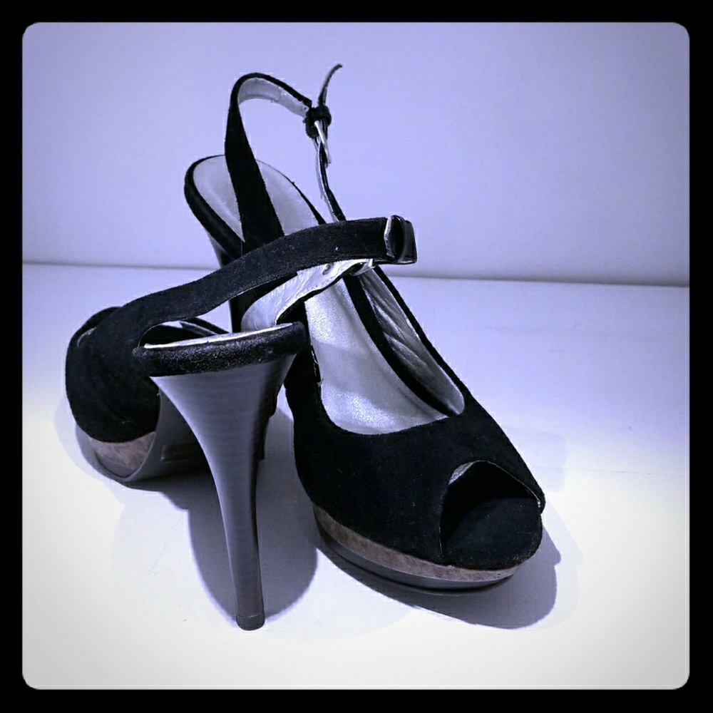 Charlotte Russe Black Suede open toe strapped heel